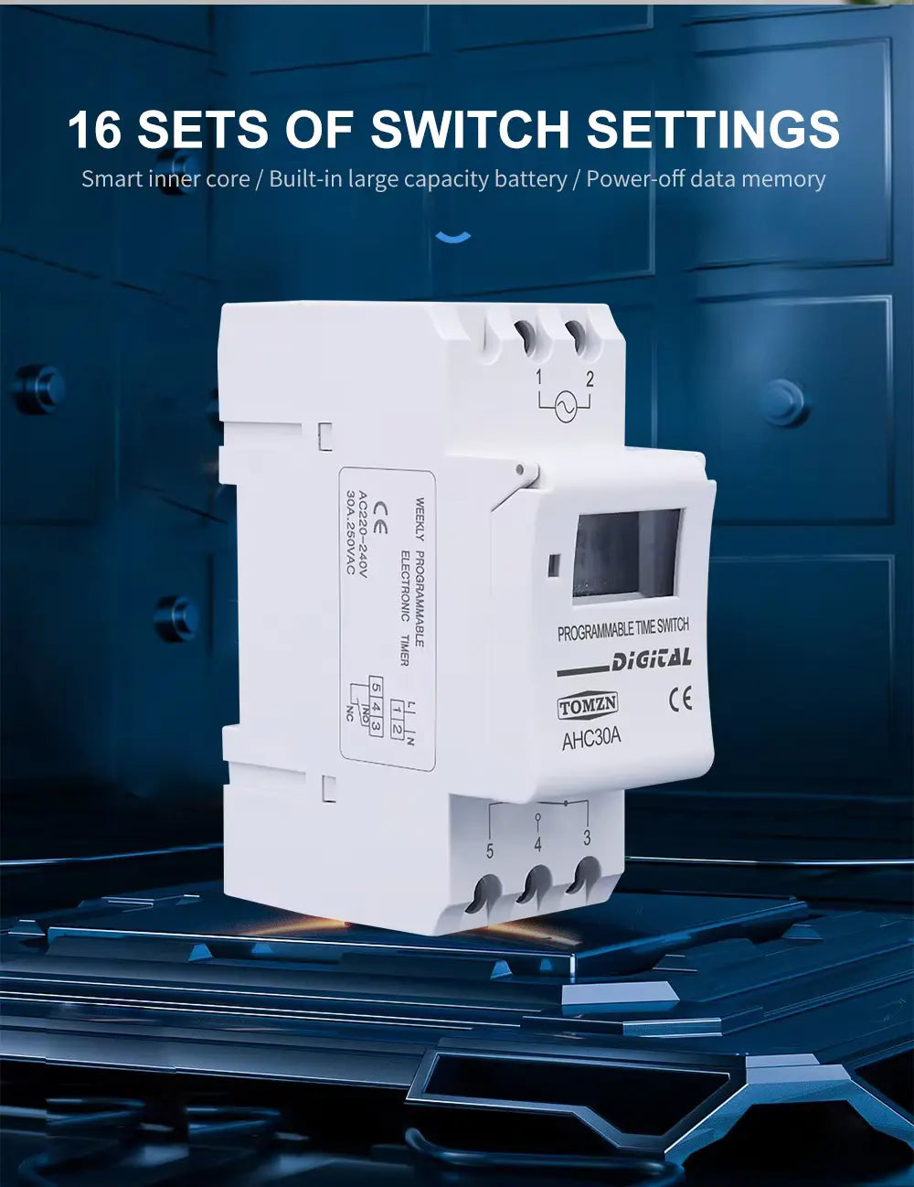 TOMZN AHC30A 30A Digital Timer Switch – Programmable Weekly Timer