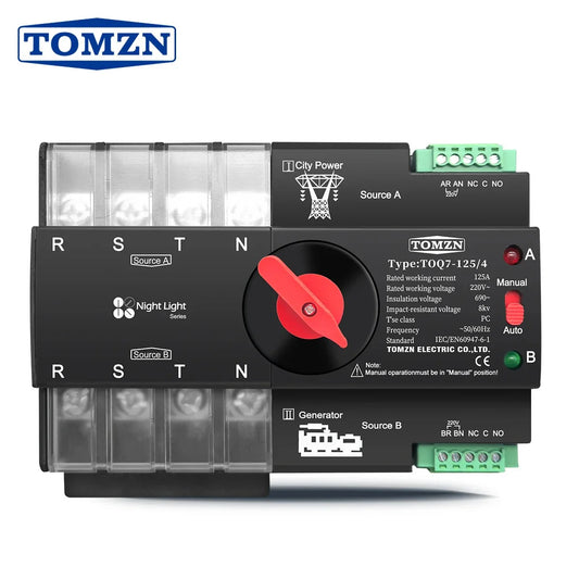 Tomzn TOQ7 4P-125A AC Three-Phase Automatic Transfer Switch (ATS)
