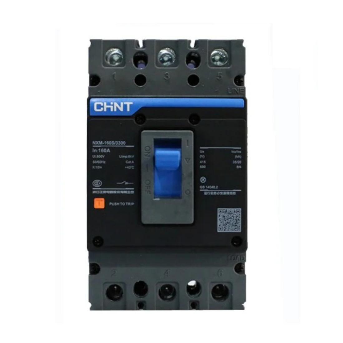 Chint NXM-160 S 3 Pole Molded Case Circuit Breaker Fixed 160A