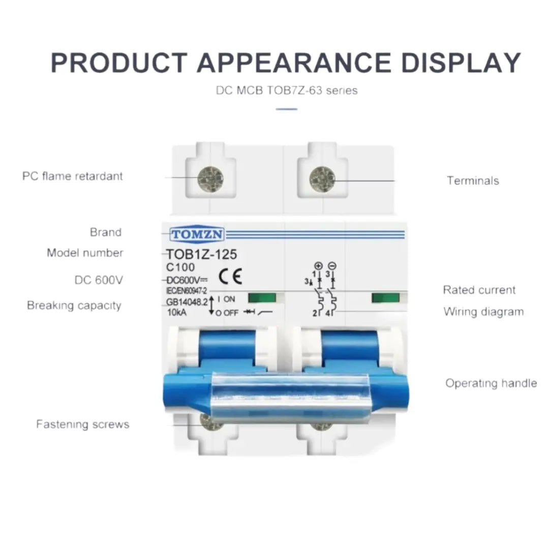 Tomzn 2P DC Circuit Breaker 1000V 125A