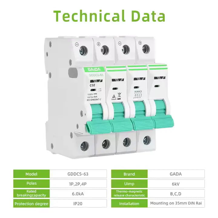 Gada Miniature Circuit Breaker (MCB) 4P DC GDDC5-63 Circuit Break