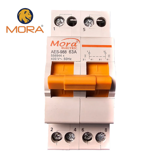 Mora 2P 63A MTS Dual Power Manual Transfer Isolating Switch Interlock Circuit Breaker MORA breaker type Change Over copper |Asghar Electric