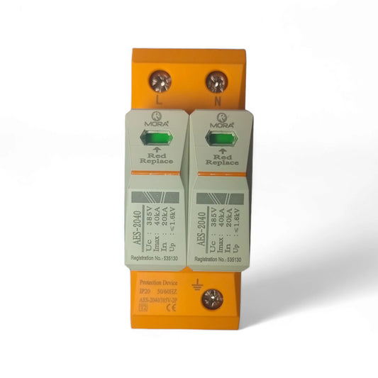 Mora (AES-2040) AC 2pole 40kA SPD surge protection device 385vAC |Asghar Electric